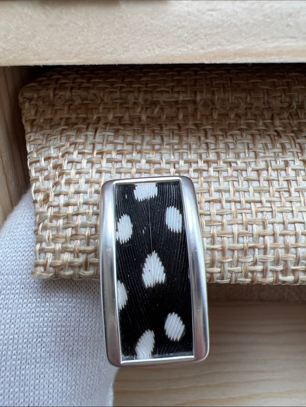 Brackish Blackwood Village Guinea Feathers Silver Rectangular Stud Earrings - Picture 16 of 17